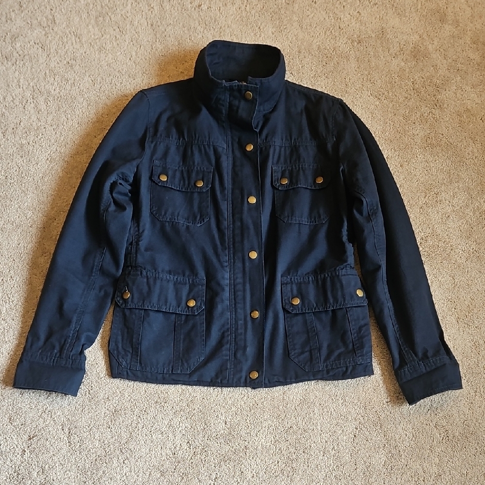 Kut from the Kloth Navy Lightweight Zip And Snap Front Jacket